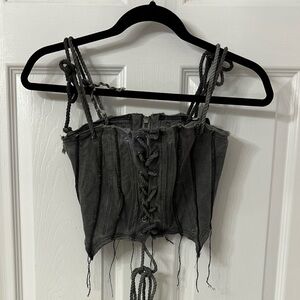 Grey darker wavs corset top